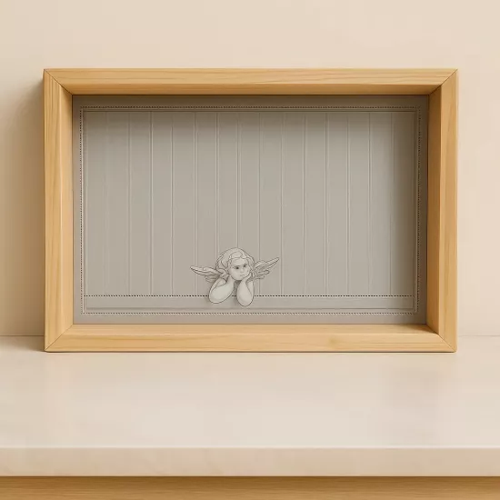 Melek Desenli Gri Zarif El Yapımı Servis Tepsisi