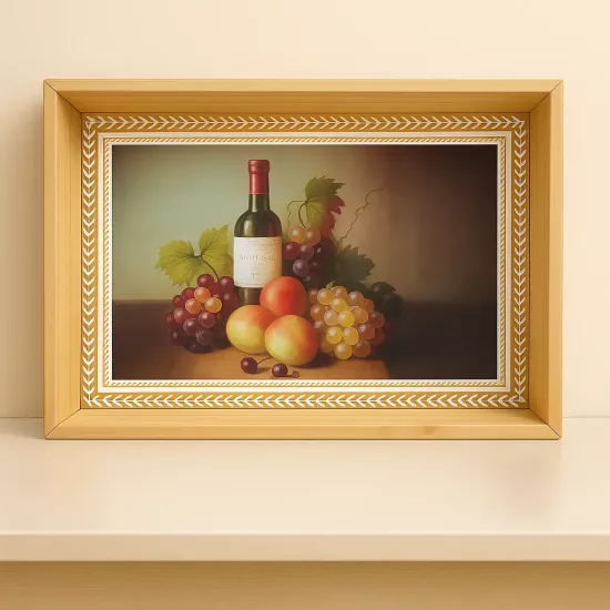 Meyve ve Şarap Temalı El Yapımı Servis Tepsisi