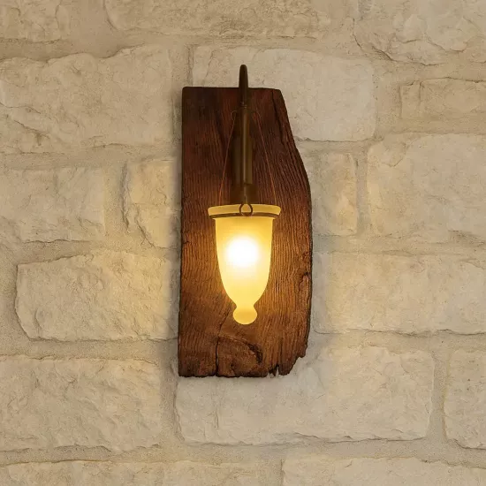 El yapımı Ahşap Aplik Rustik Lamba