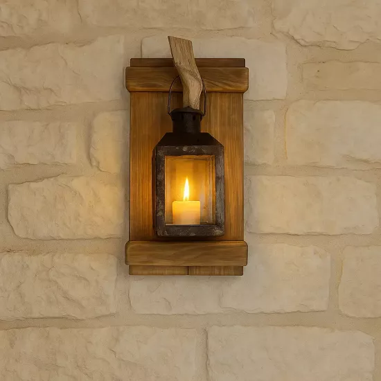 El Yapımı Ahşap Rustik Mumluk