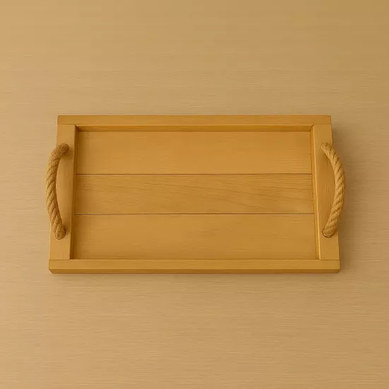 El Yapımı Ahşap İpli Tepsi