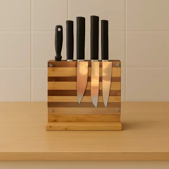 El Yapımı Ahşap Bıçak Standı