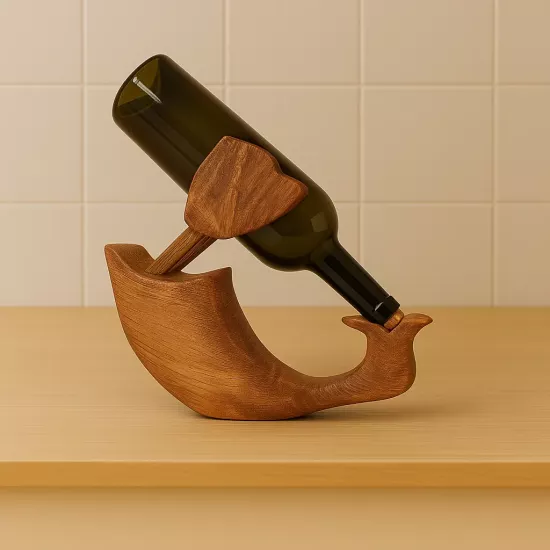 Ahşap El Yapımı Ördek Biçimli Şaraplık