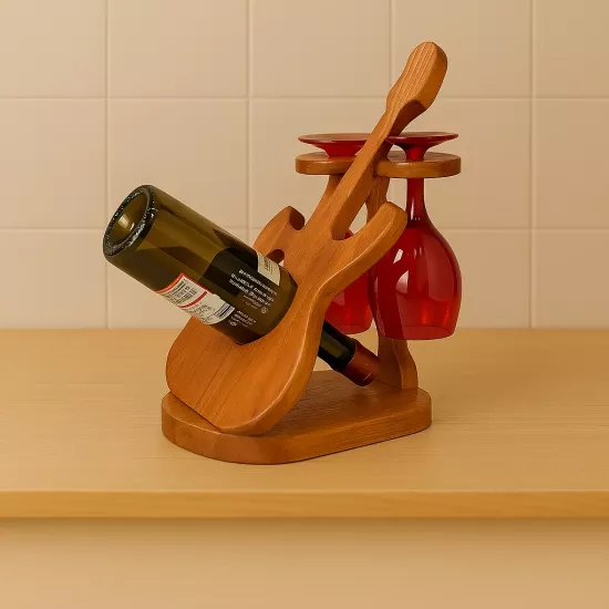Ahşap El Yapımı Gitar Formlu Şaraplık