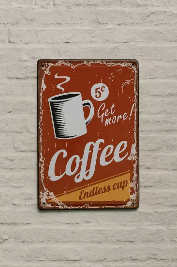 Get More Coffee Yazılı Kırmızı Plaka