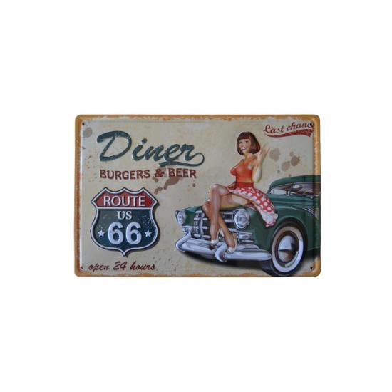 Diner Burgers&Beer Metal Plaka