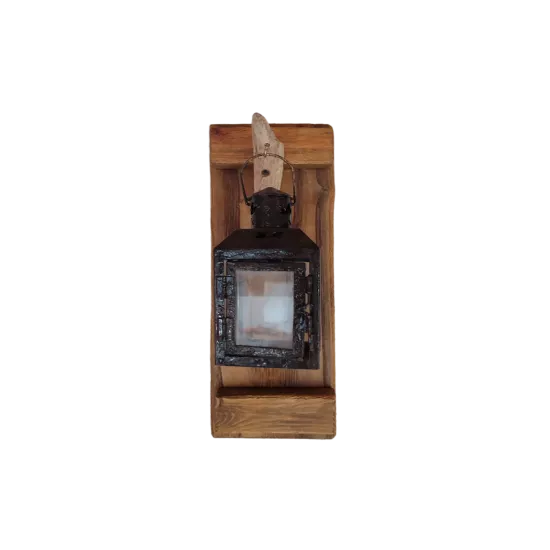 El Yapımı Ahşap Uzun Rustik Mumluk