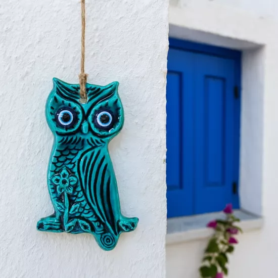 El Yapımı Seramik Baykuş Duvar Süsü