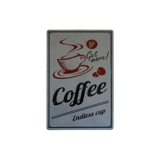 Get More Coffee Yazılı Beyaz Plaka