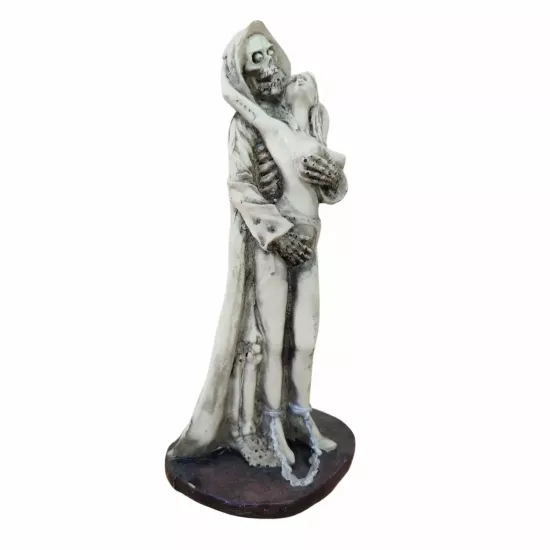 İskelet ve Kadın Figürlü Heykel | Ölümle Dans Temalı Dekoratif Biblo