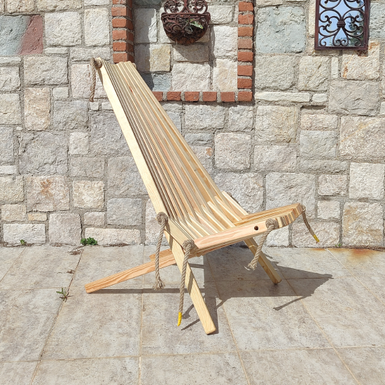 Doğal Ahşap Katlanır Şezlong