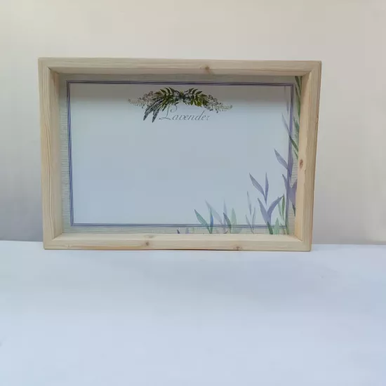 Lavanta Desenli El Yapımı Provence Stili Servis Tepsisi