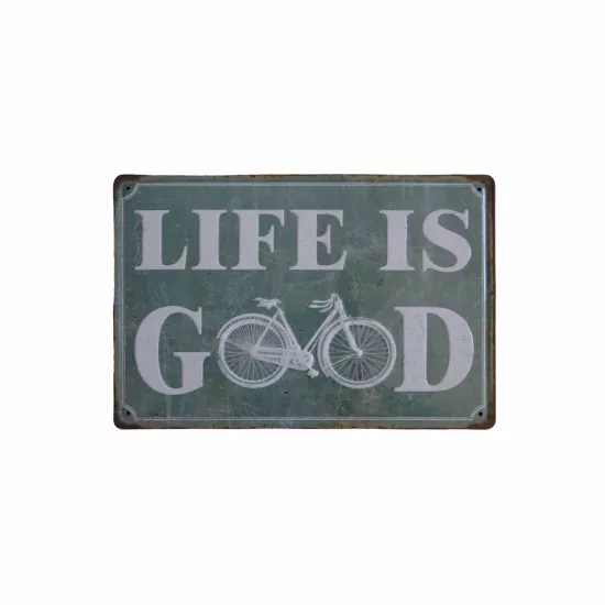 “Life Is Good” Yeşil Bisiklet Tasarımlı Vintage Duvar