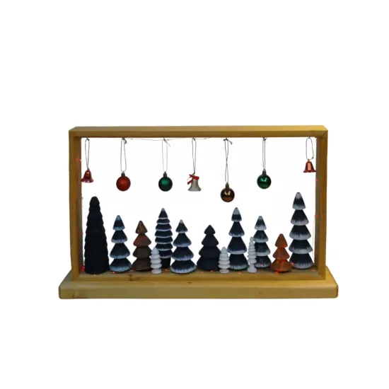 Ahşap Çerçeveli Mini Orman LED Işıklı Yılbaşı Dekoru | Metta’s Shop