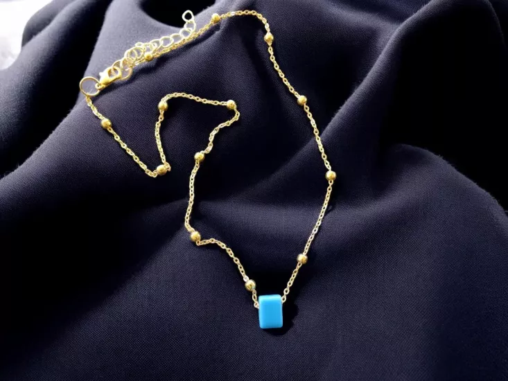 Mavi Taşlı Boncuk Kolye