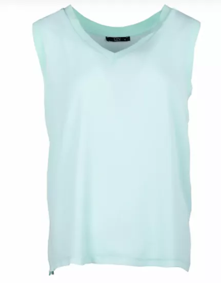 Mint Yeşili V Yaka Kısa Kollu Bluz