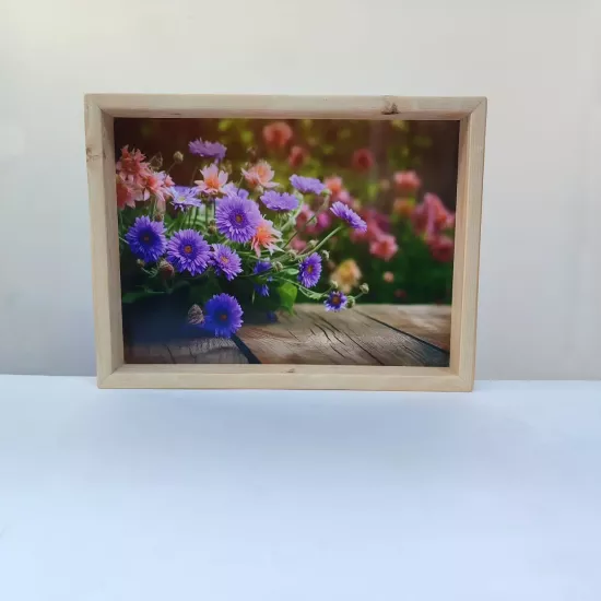 Çiçek Bahçesi Desenli El Yapımı Romantik Servis Tepsisi