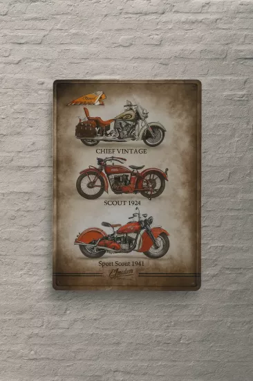 Chief Vintage Motor Detaylı Metal Plaka
