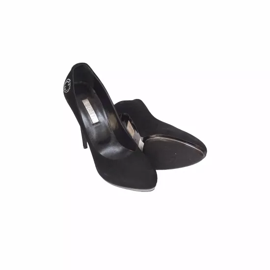 Kadın Siyah Süet Taş Detaylı Topuklu Ayakkabı