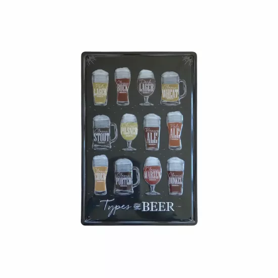 Types of Beer Yazılı Metal Plaka