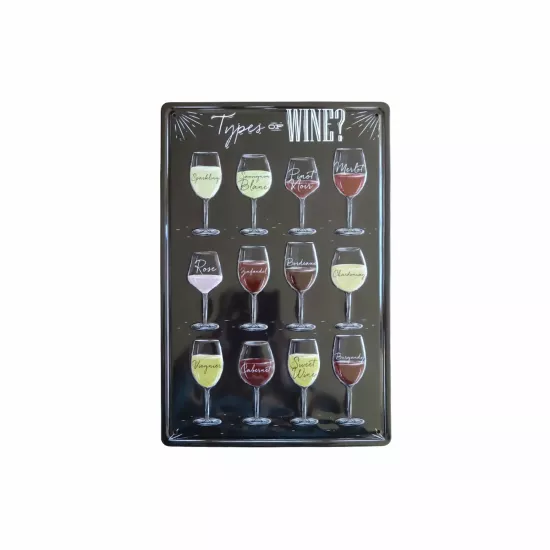Types of Wine Detaylı Metal Plaka