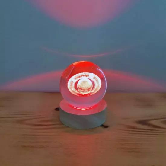 Uzay Temalı Cam Küre Lamba Mavi Işıklı Dekoratif Lamba