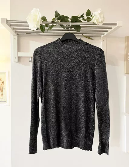 Simli Siyah Kazak – Kış Koleksiyonu | Metta’s Shop