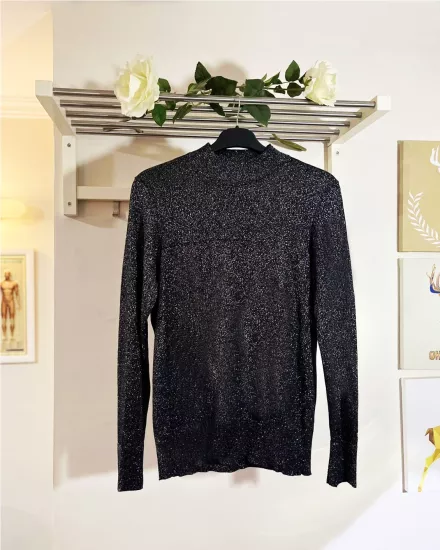 Simli Siyah Kazak – Kış Koleksiyonu | Metta’s Shop