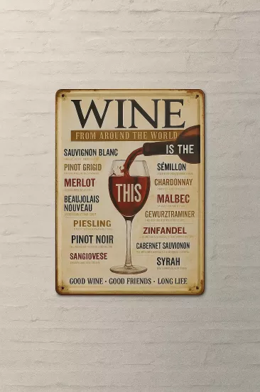 Wine Detaylı Metal Plaka