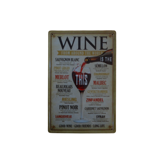 Wine Detaylı Metal Plaka