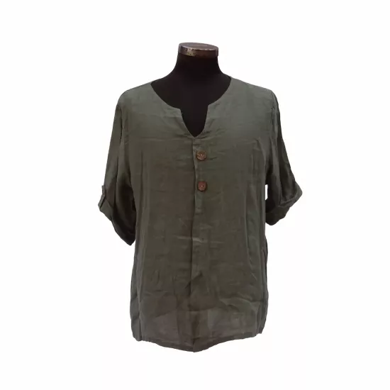 Yeşil Keten Etek Bluz Takım