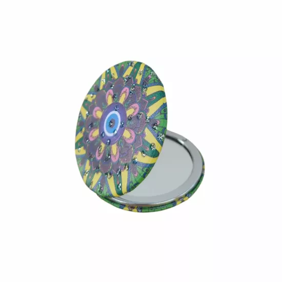 Nazar Boncuklu Yeşil-Sarı El Aynası