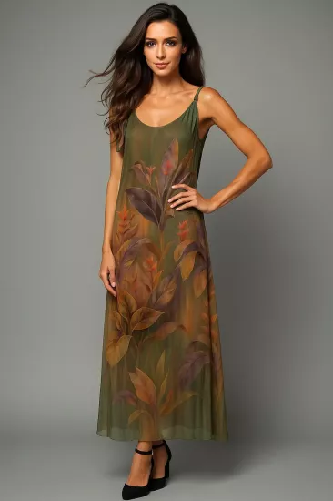 İtalyan İpek Çiçek Desenli Elbise