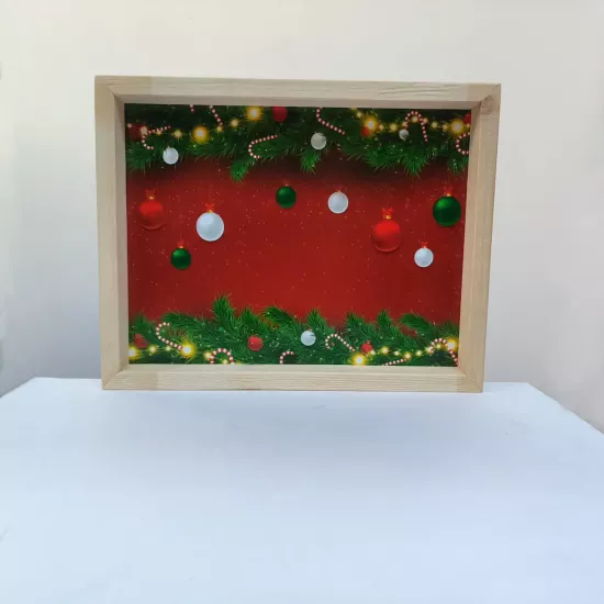 Yılbaşı Temalı Kırmızı-Yeşil El Yapımı Servis Tepsisi