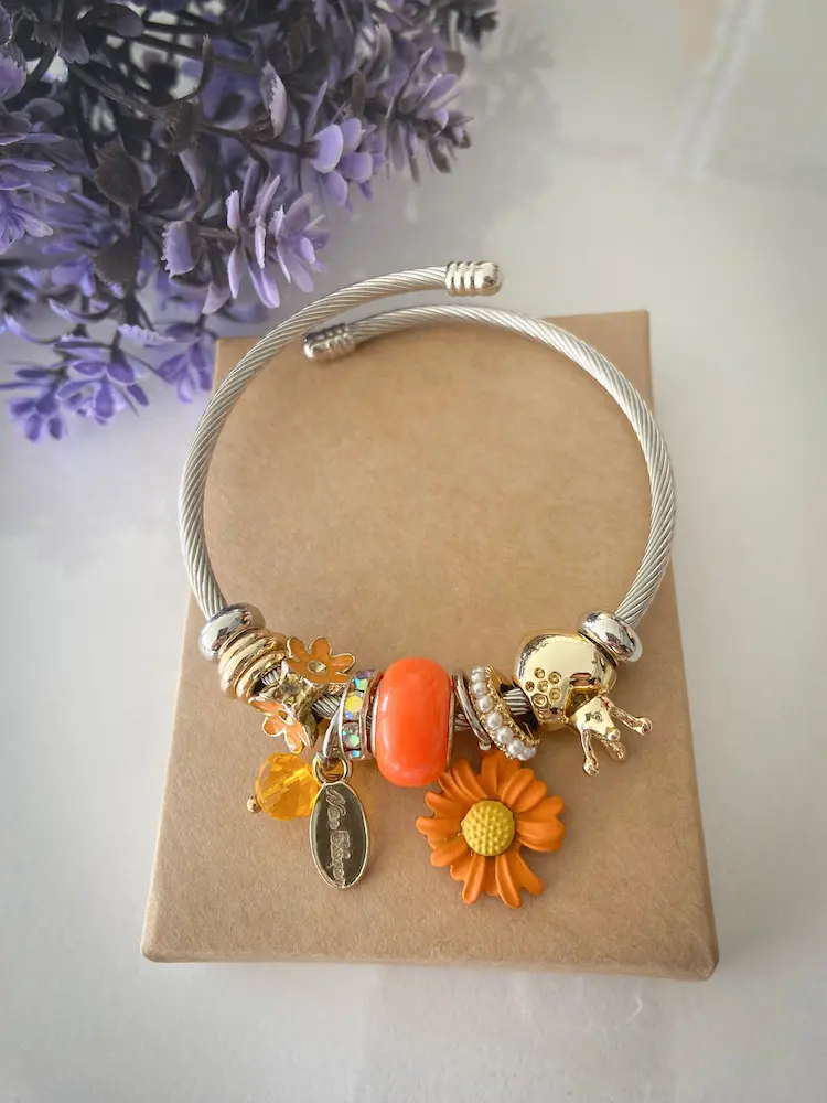 Turuncu Papatya Charm Bileklik