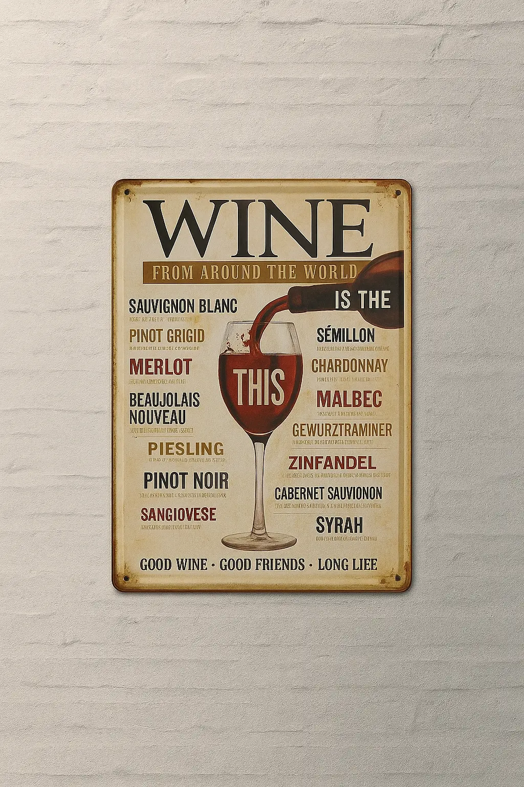 Wine Detaylı Metal Plaka