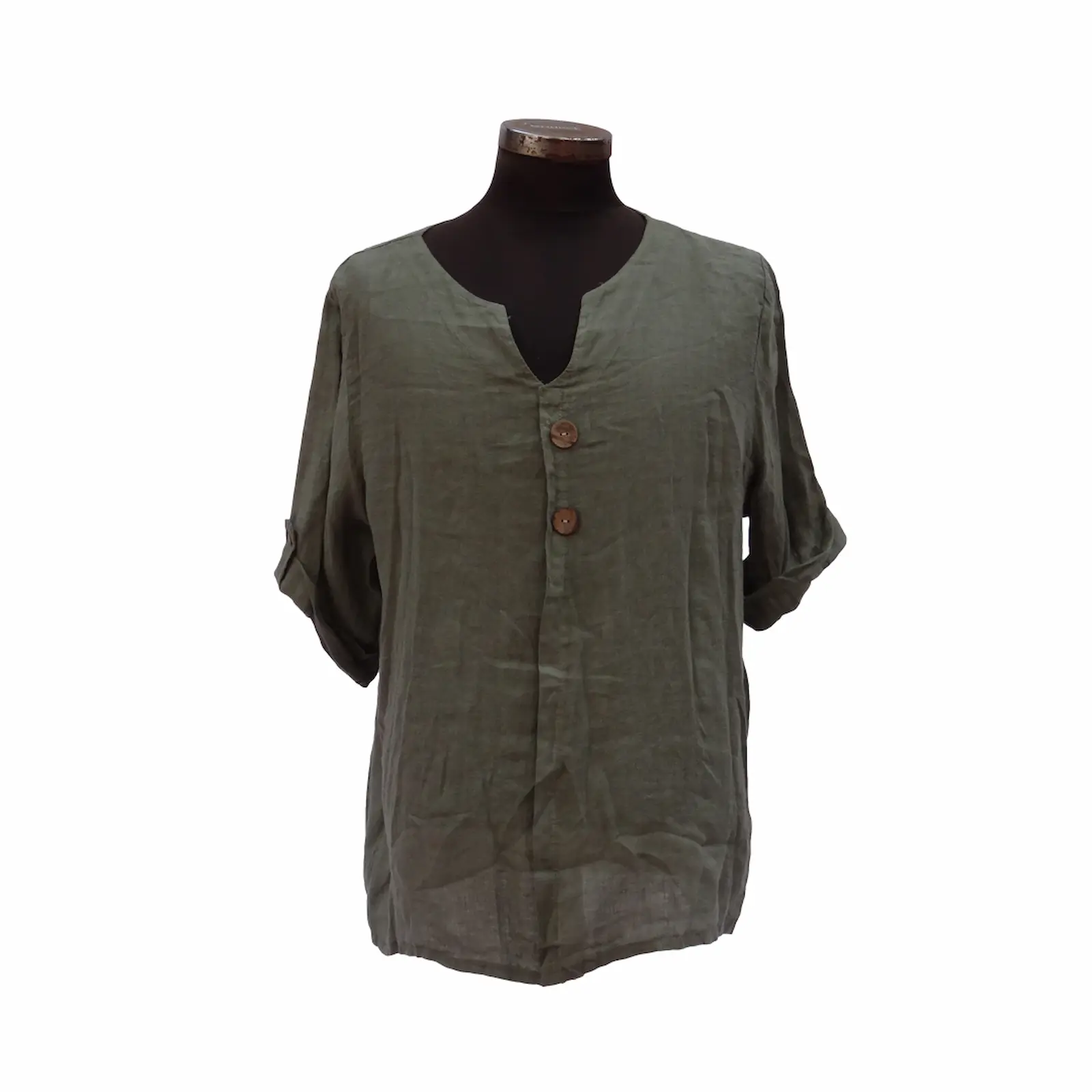 Yeşil Keten Etek Bluz Takım