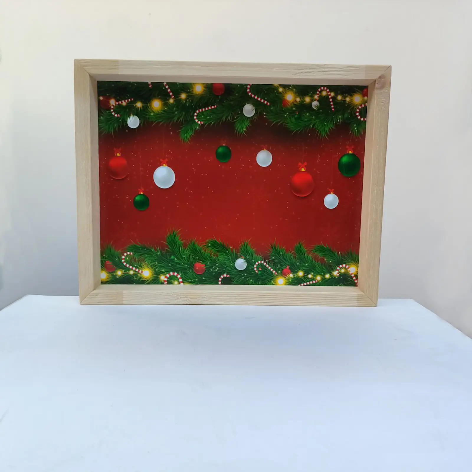 Yılbaşı Temalı Ahşap Tepsi