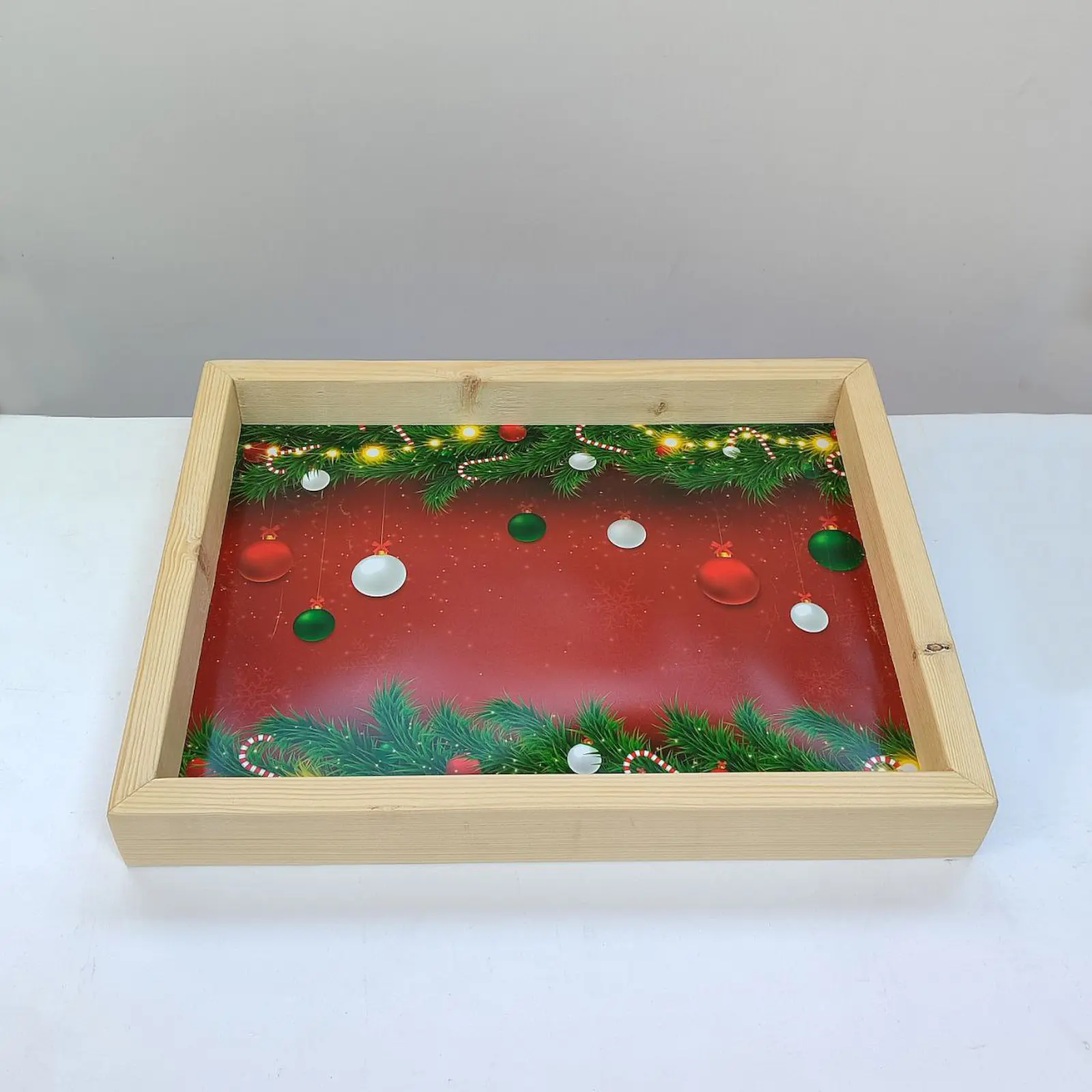 Yılbaşı Temalı Ahşap Tepsi