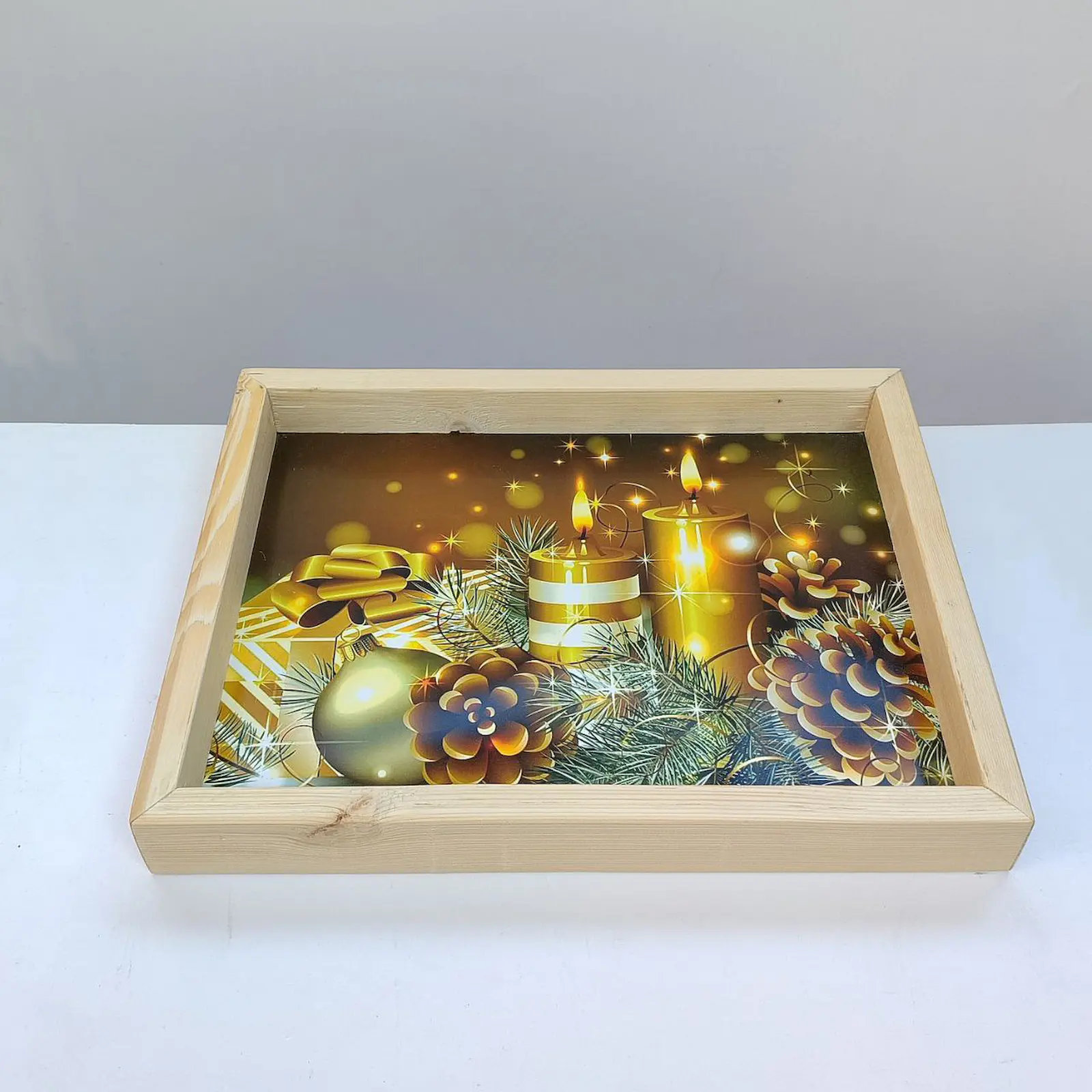 Noel Temalı Ahşap Tepsi